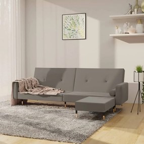 Sofá-cama de 2 lugares com apoio de pés veludo cinzento-claro