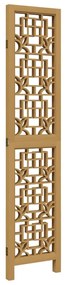 Biombo c/ 3 painéis madeira de paulownia maciça castanho