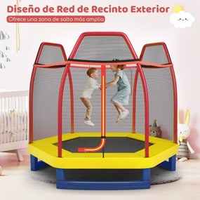 Trampolim para crianças 223 cm com rede de segurança Estrutura de aço Capacidade de carga 150 kg Trampolim para interior e exterior Laranja