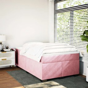 Cama boxspring com colchão 120x200 cm veludo rosa