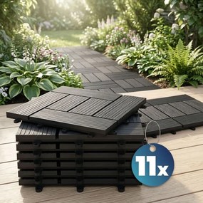 Conjunto 11 unidades Ladrilhos compostos para terraços, 30 x 30 cm mosaico Antracite
