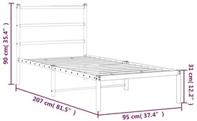 Estrutura de cama com cabeceira 90x200 cm metal branco