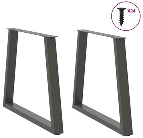 Pés para mesa de jantar em V, 2 peças, antracite, 70x(72-73,3) cm, aço