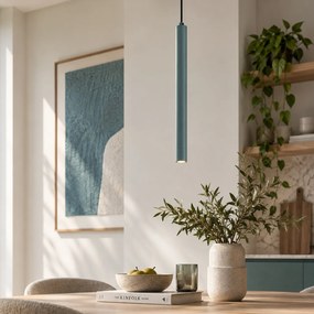 Candeeiro Pendente Moderno Azul com Placa de Teto Integrada - Chuba