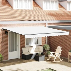 vidaXL Toldo Retrátil Manual Branco 400 × 350 cm Poliéster e Aço