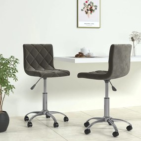 vidaXL Cadeiras de jantar giratórias 2 pcs veludo cinzento-escuro