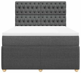 Cama com molas/colchão 160x200 cm tecido cinzento-escuro