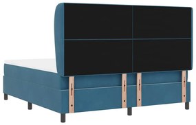 Cama Box com Colchão Azul Escuro 180 x 200 cm em Veludo