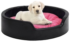 171274 vidaXL Ninho p/ cães 79x70x19cm pelúcia/couro artificial preto e rosa