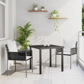 vidaXL Conjunto de Jantar de Jardim 3 Peças com Almofadas Castanho Rattan Sintético
