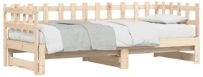 Sofá-cama de puxar 2x(90x200) cm madeira de pinho maciça