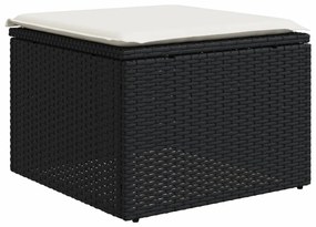 8 pcs conjunto sofás de jardim com almofadões vime PE preto
