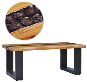 vidaXL Mesa de centro 100x50x40 cm madeira de teca maciça e poliresina