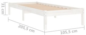Estrutura de cama 100x200 cm madeira pinho maciça branco