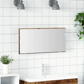Armário de Espelho para Banheiro vidaXL com Luz LED Madeira Antiga 80x37 cm