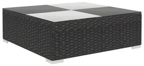 6 pcs conjunto lounge de jardim c/ almofadões vime PE preto
