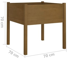 Vaso/floreira jardim 2 pcs 70x70x70cm pinho maciço castanho mel
