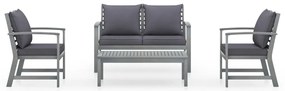 4 pcs conj. lounge jardim c/ almofadões madeira acácia maciça