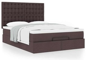 Estrutura cama otomana colchão 140x200cm tecido castanho escuro