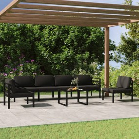 vidaXL 7 pcs conjunto lounge jardim com almofadões alumínio antracite