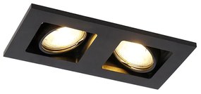 Foco embutido preto retangular 2 luzes - Qure Moderno