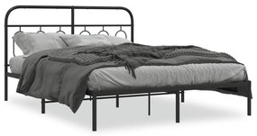 Estrutura de cama com cabeceira 140x200 cm metal preto