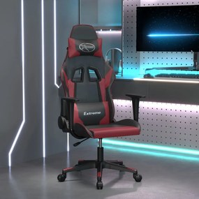 Cadeira gaming couro artificial preto e vermelho tinto