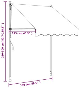 Toldo retrátil 150x150 cm tecido e aço cor creme