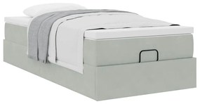 Estrutura cama otomana colchão 80x200 cm veludo cinzento claro