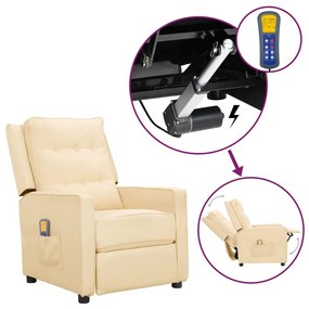 vidaXL Poltrona de massagens tecido cor creme