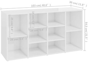 Sapateira 103x30x54,5 cm contraplacado branco brilhante