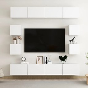 vidaXL 8 pcs conjunto de móveis de TV contraplacado branco