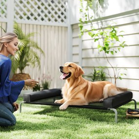 Cama elevada refrescante para cães, cama portátil para cães para interior e exterior, 130 x 90 x 30 cm, preta