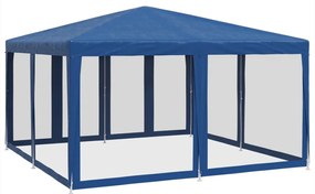 Tenda p/ festas c/ 8 paredes laterais malha 4x4 m PEAD azul
