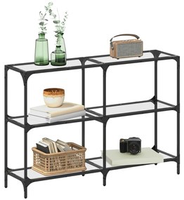 Mesa consola com tampo em vidro transparente 118,5x30x81 cm aço