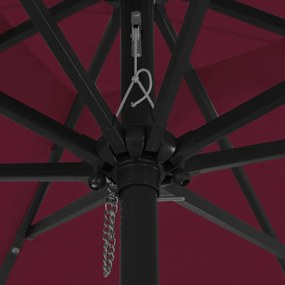 Parasol de Jardim Quadrado vidaXL com Luzes LED 295x245 cm Bordô
