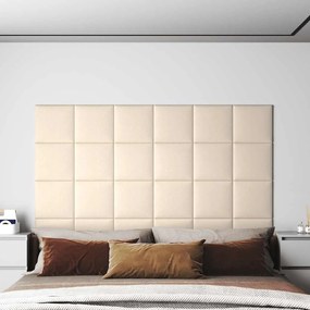 Painel de parede 12 pcs 30x30 cm veludo 1,08 m² cor creme