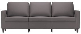 Sofá de 3 lugares 180 cm couro artificial cinza