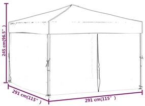 Tenda para festas dobrável com paredes laterais 3x3 m antracite