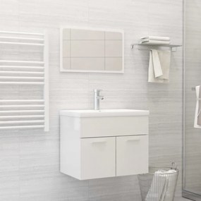804788 vidaXL 2 pcs conj. móveis casa de banho contraplacado branco brilhante