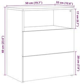 Mesa cabeceira 50x32x60cm derivados madeira carvalho artisiano