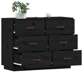 Aparador 100x40x75 cm madeira de pinho maciça preto