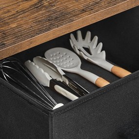 Armário de cozinha com tomadas 40 x 80 x 180,4 cm com prateleira para micro-ondas castanho-preto