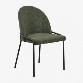 Pacote De 4 Cadeiras De Jantar Estofadas Grolet Bouclé Verde Exército - Sklum