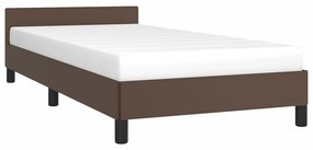 Estrutura de Cama Salu com Cabeceira em Couro Artificial Castanho - 80