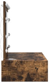 Mesa de Maquiagem Suspensa com Luzes LED Carvalho Fumado