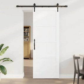 vidaXL Porta Deslizante com Ferragens 'ORKDAL'de Madeira Sólida de Pinheiro Branca
