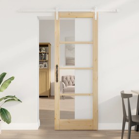 vidaXL Porta Deslizante com Conjunto de Acessórios 'ORKDAL'Madeira Sólida & Vidro
