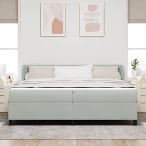 Cama com Estrado Box e Colchão vidaXL Cinza Claro 200x200 cm Veludo