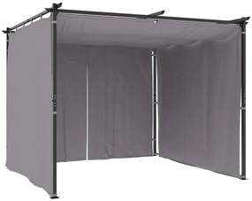 Gazebo com cortinas 3x3 m aço antracite